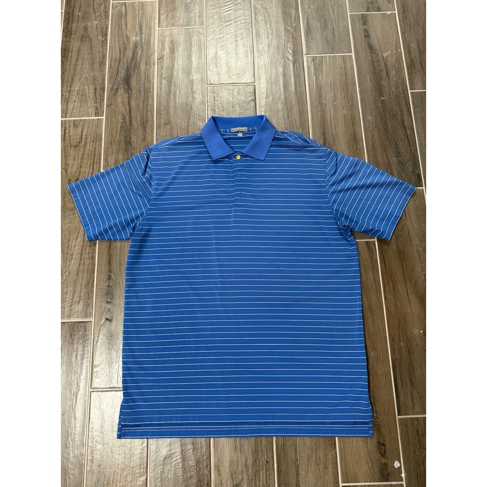 Peter Millar Summer Comfort Polo Shirt Mens XL Blue Striped Short Sleeve Golf